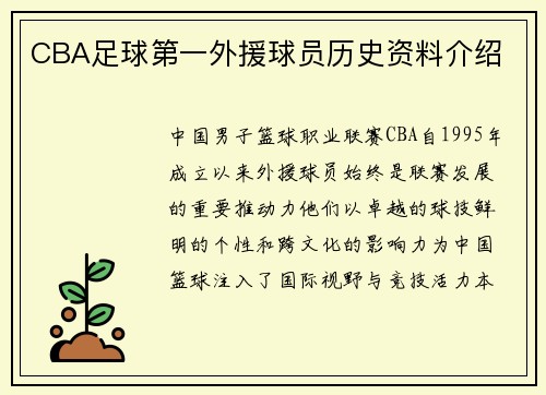CBA足球第一外援球员历史资料介绍
